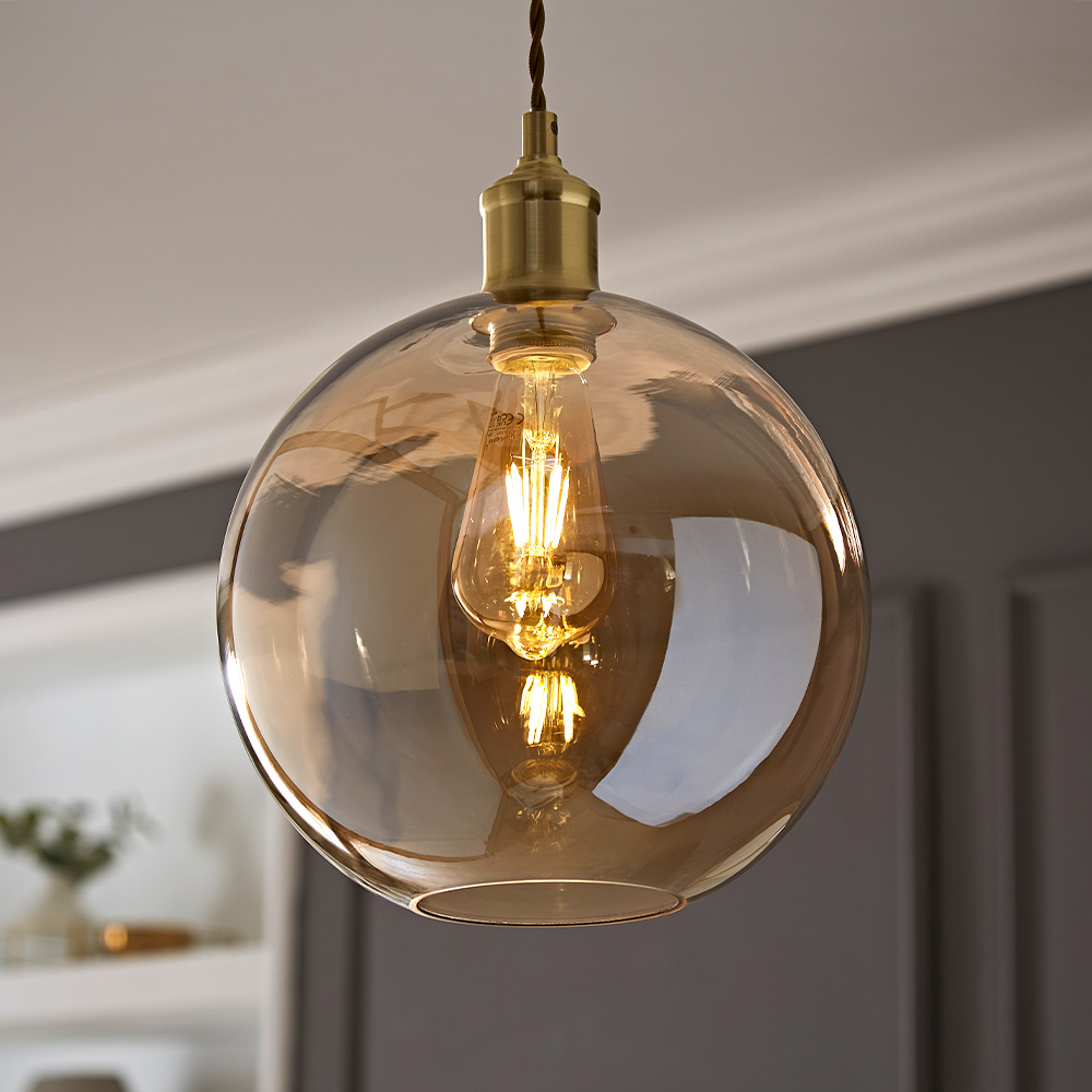 ValueLights Bellamy Amber Easy Fit Glass Shade Image 2
