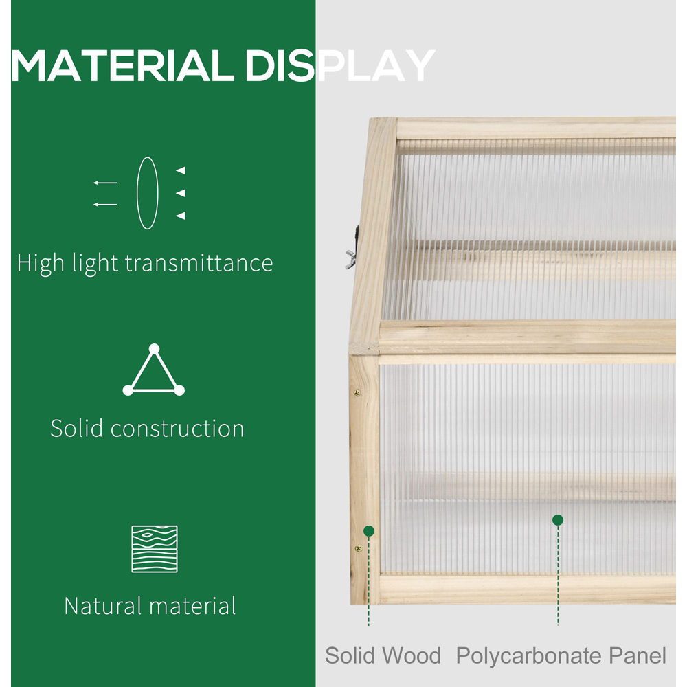 Outsunny Natural Wooden Polycarbonate 2.9 x 1.7ft Mini Greenhouse Image 5