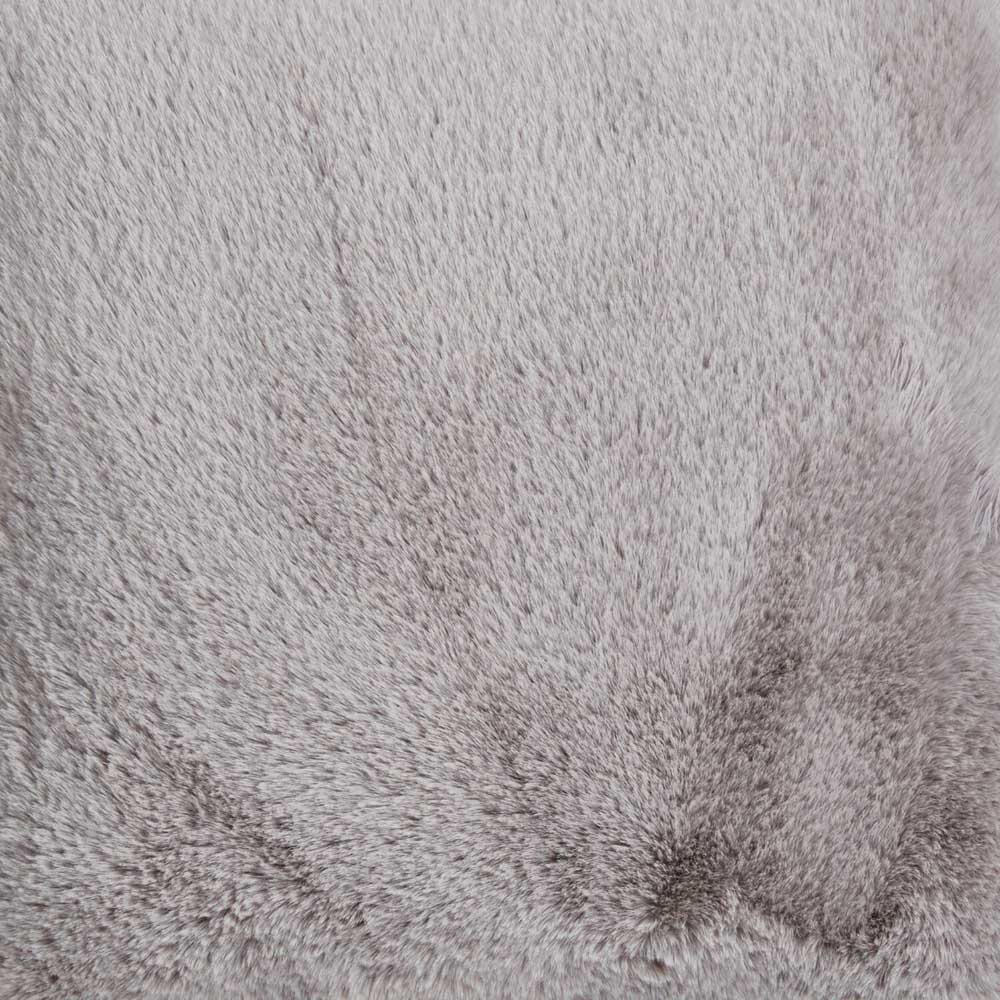 Rabbit Faux Fur Plain Cushion - Grey Image 3