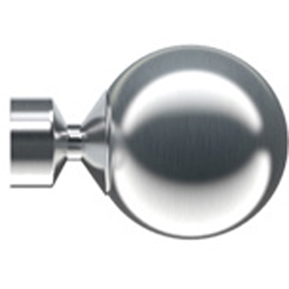 New Edge Blinds 180cm Fixed Length Satin Silver Metal Eyelet Curtain Pole Set with Sphere Finial Image 2