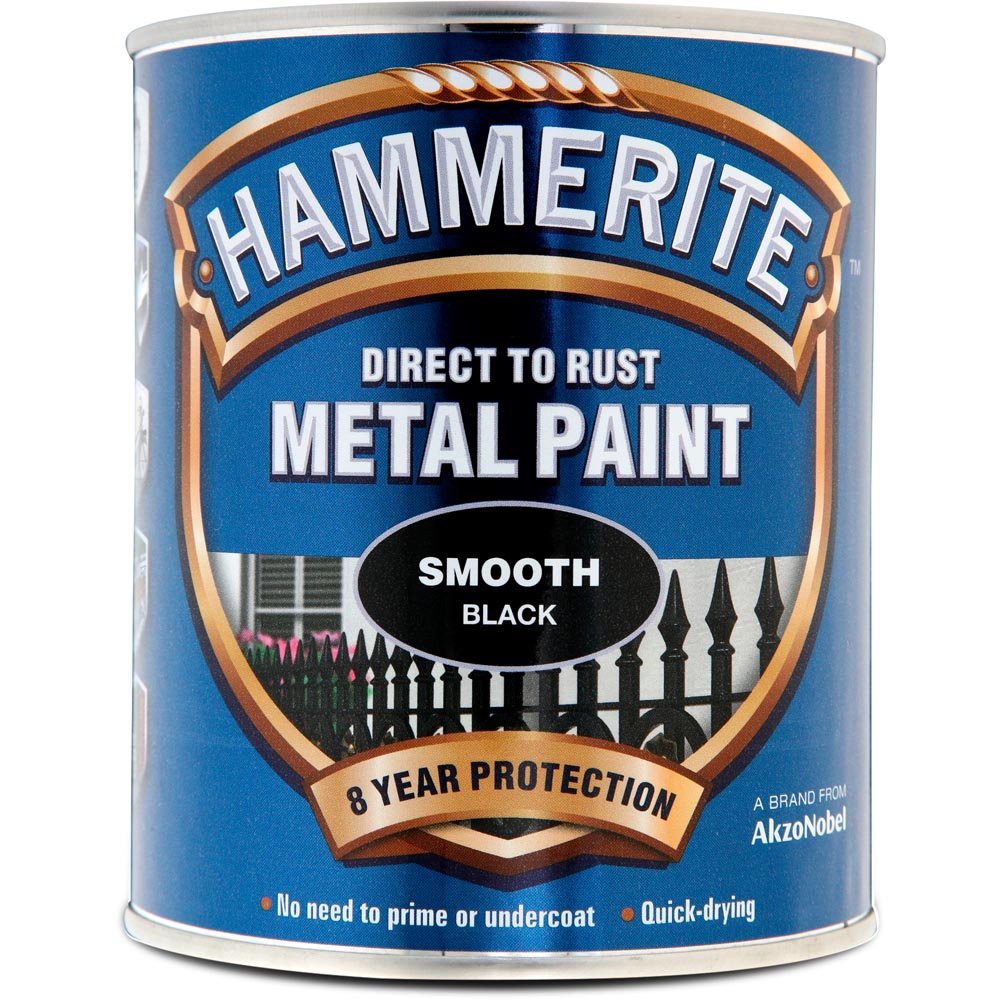 Hammerite Direct to Rust Black Smooth Metal Paint 750ml Image 2