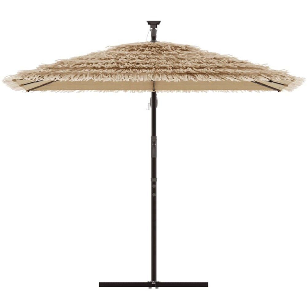 vidaXL Brown LED Light Straw Top Cantilever Parasol with Steel Pole 2.4m Image 3