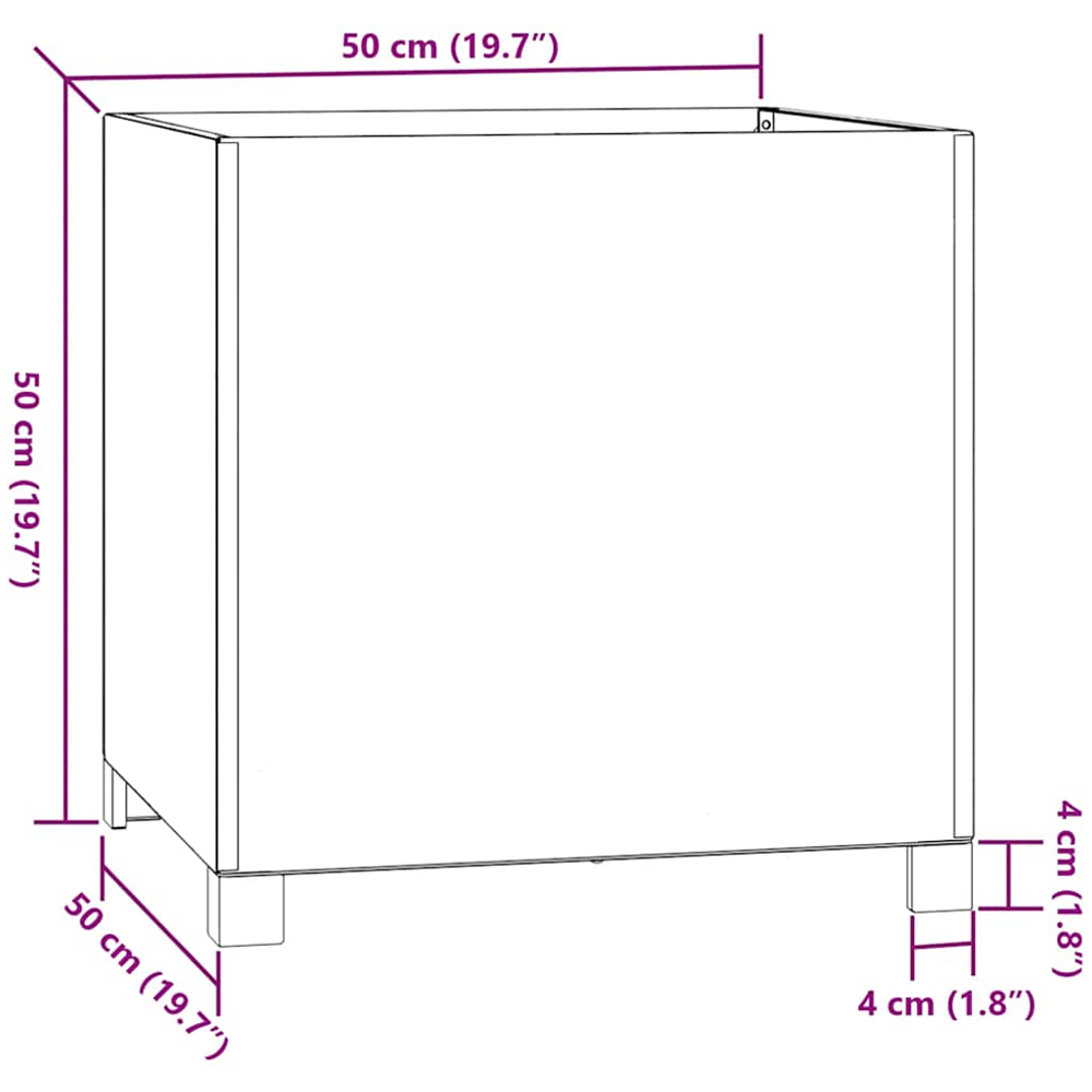 vidaXL Brown Corten Steel Garden Planter with Legs 50 x 50 x 50cm Image 9