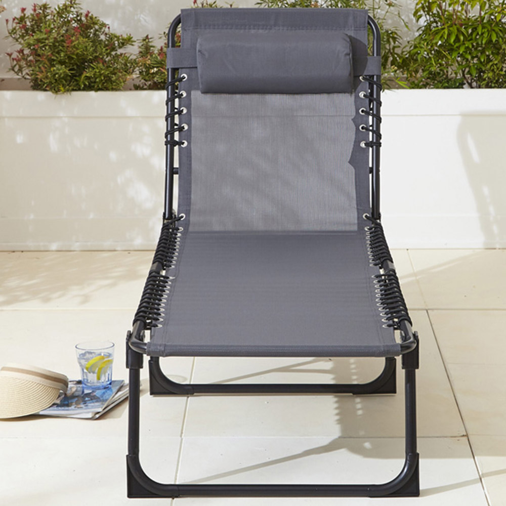 Neo Set of 2 Grey Folding Sun Loungers Image 9