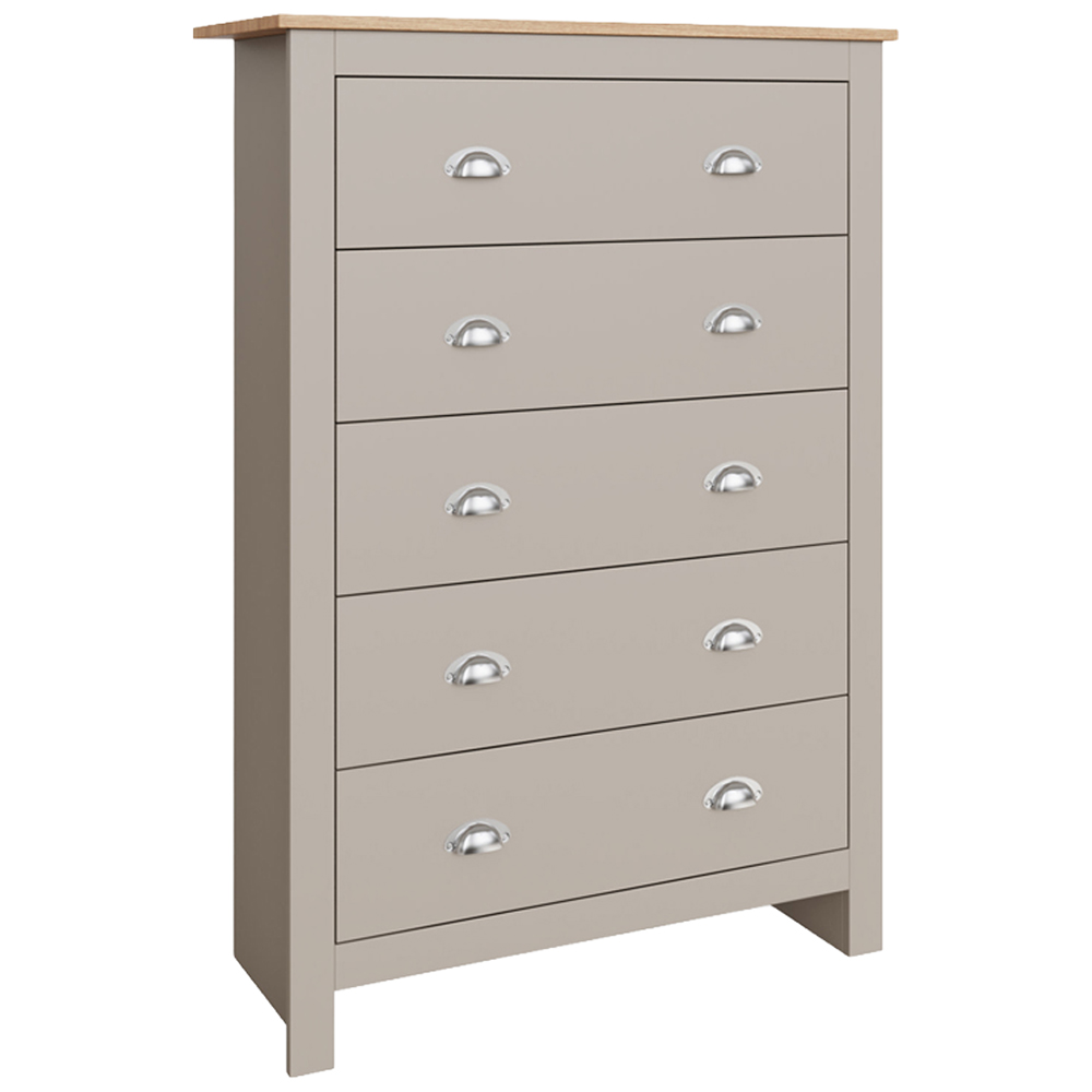 GFW Lancaster 5 Drawer Grey Chest of Drawers Image 2