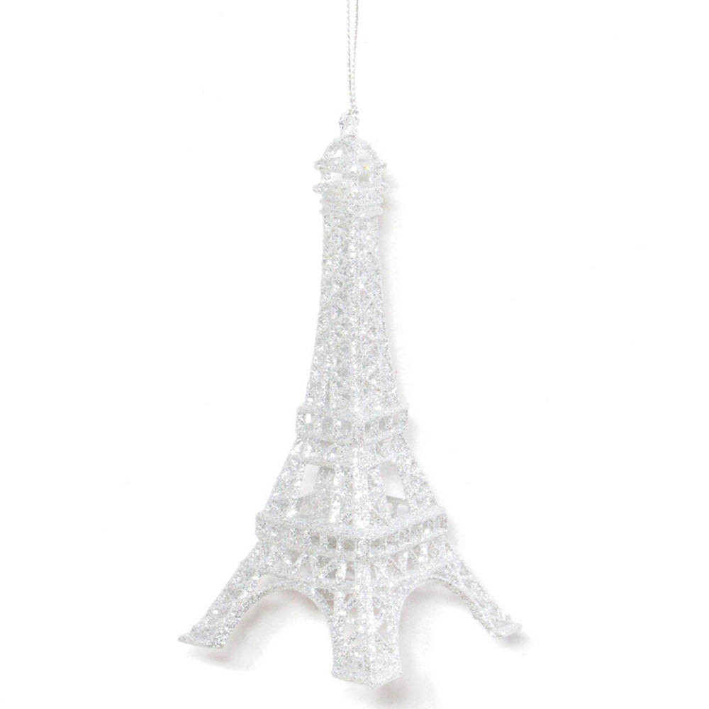 Glitter Eiffel Tower Hanging Decoration Silver Image 3