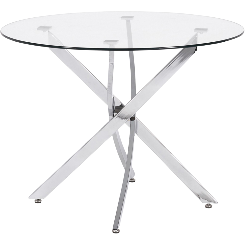 Julian Bowen Anderson 4 Seater Round Glass Dining Table Chrome Image 2