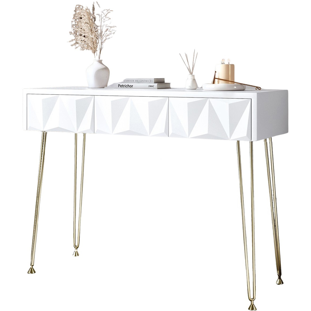 CARME Home Claudia White and Gold Dressing Table Image 2
