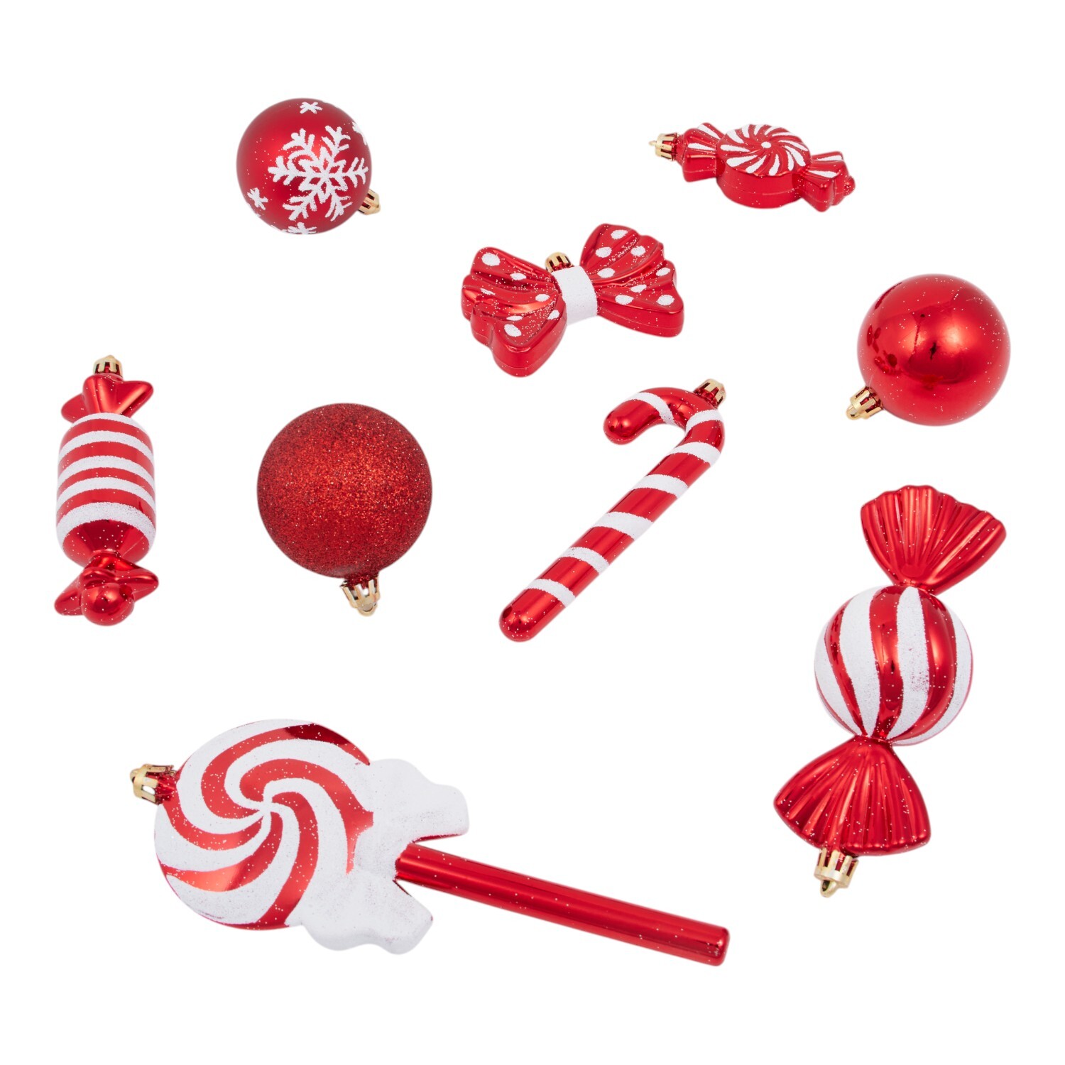 Pack of 35 Mixed Candy Cane Lane Baubles Red Image 2