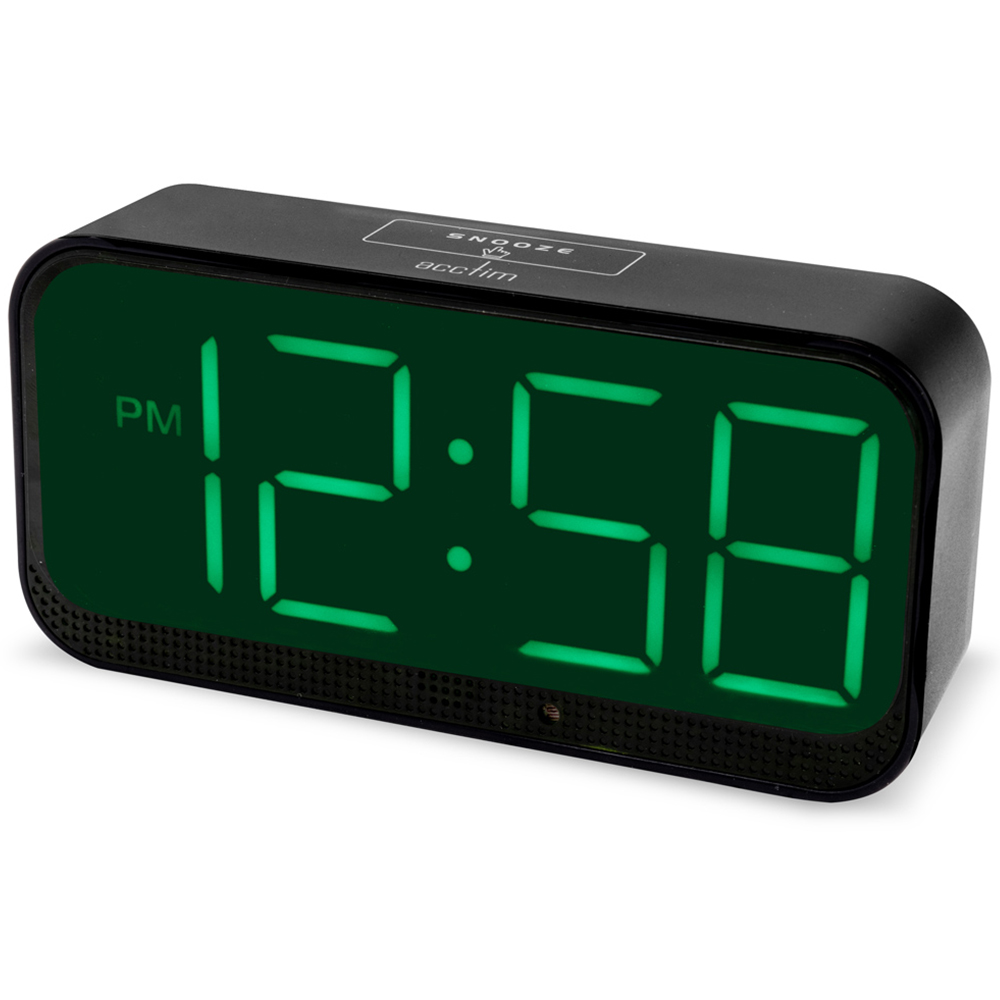 Acctim Silas Black and Green LED Wireless Digital Alarm Clock 14cm Image 3