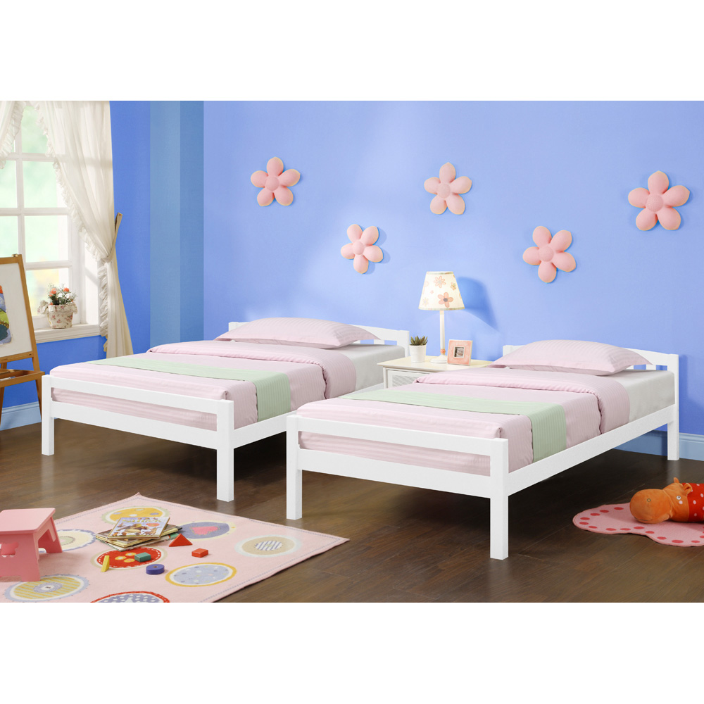 Comfy Living White Detachable Wooden Bunk Bed Image 4