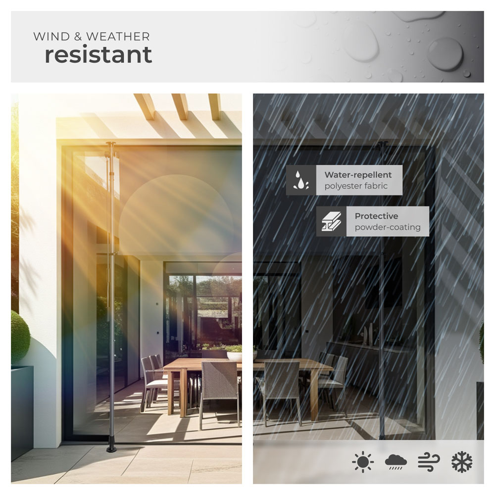 tectake Taija Dark Grey Retractable Awning with Hand Crank 3.1 x 1.28m Image 4