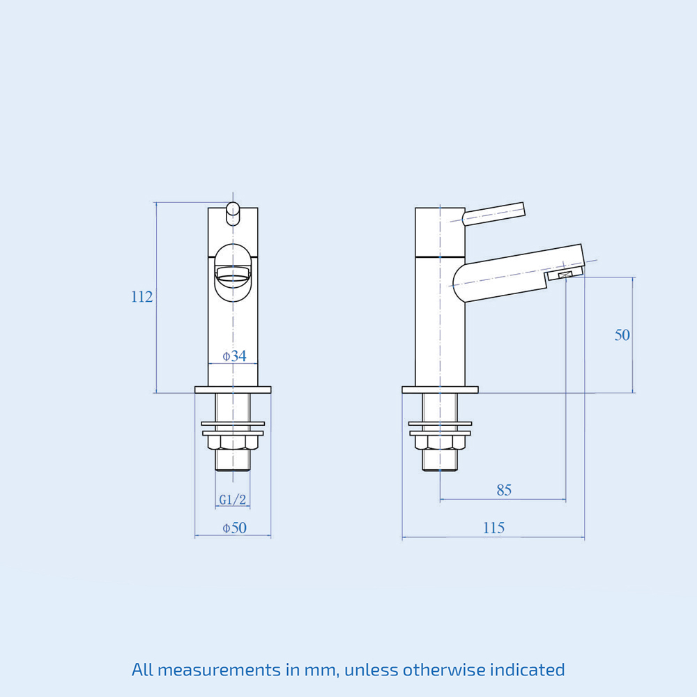 Nes Home Blossom Chrome Hot and Cold Basin Twin Taps with Waste Image 3