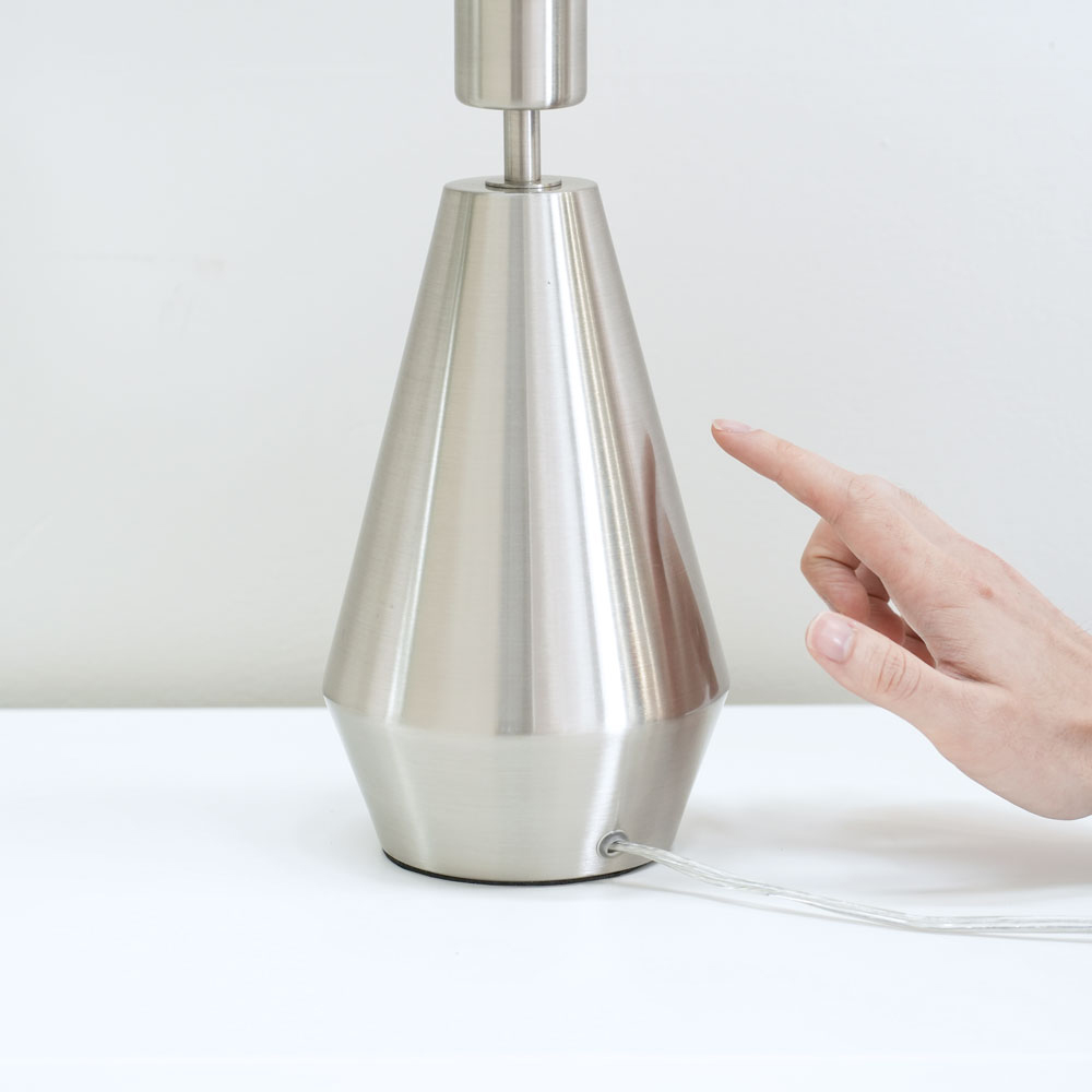 ValueLights Jax Reni Grey Velvet and Chrome Drum Shade Touch LED Table Lamp Image 4