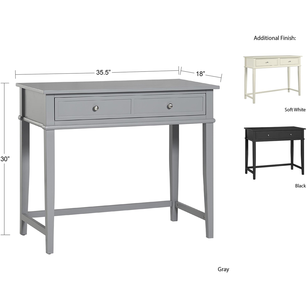 Dorel Franklin 2 Drawer Writing Desk White Image 9