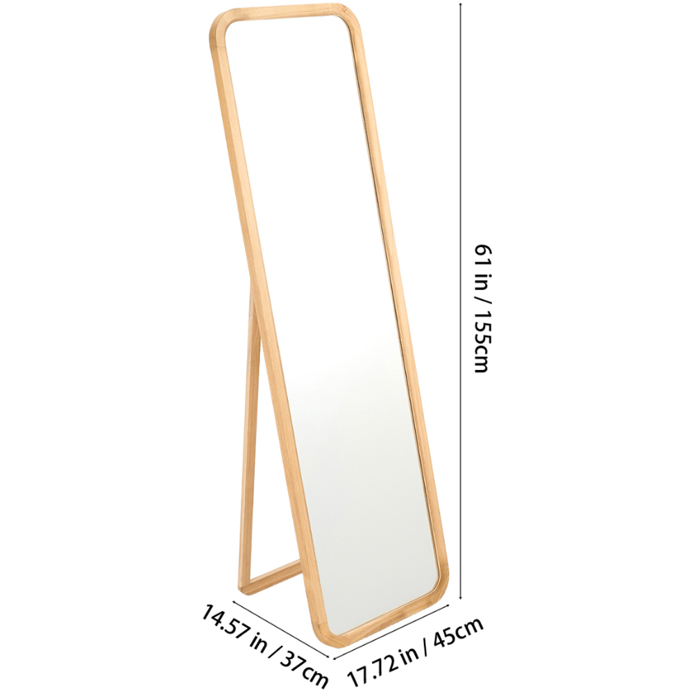 Living and Home Natural Pine Wall or Floor Mount Full Length Mirror with Tempered Glass 155 x 45cm Image 9