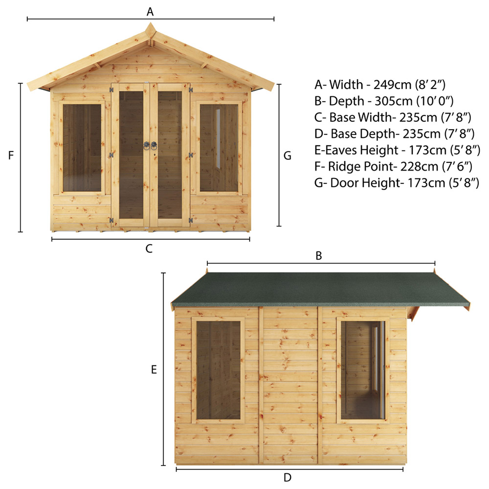 Mercia 8 x 8ft Double Door Premium Sussex Traditional Summerhouse Image 7