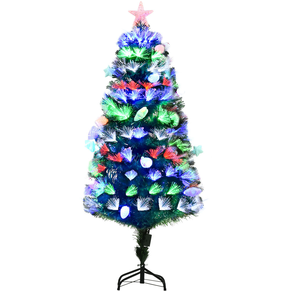 Everglow Fibre Optic LED Green Artificial Christmas Tree with Baubles 5ft Image 1