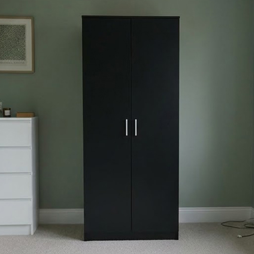 TJ'S Venice 2 Door Black Wardrobe Image 1