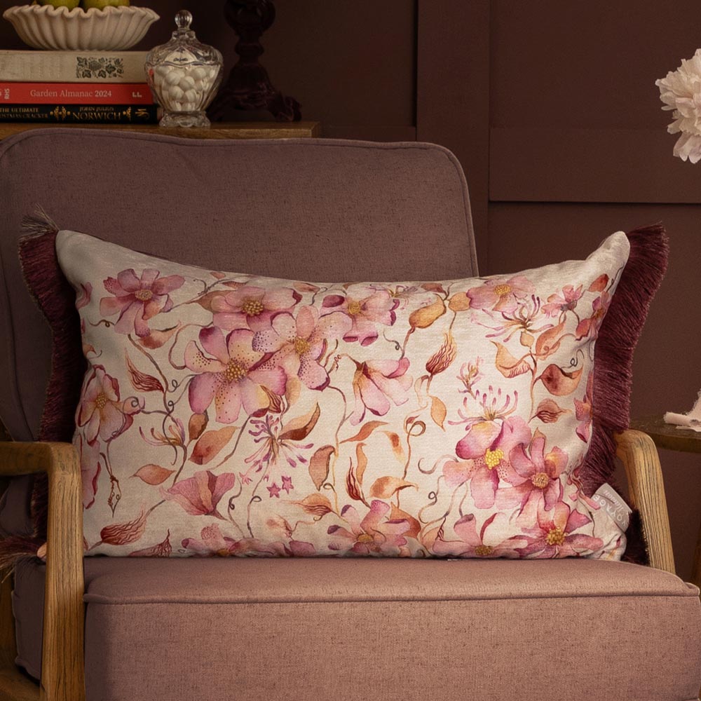 Voyage Maison Daphne Primrose Printed Ruchse Trim Feather Rich Cushion 40 x 60cm Image 4