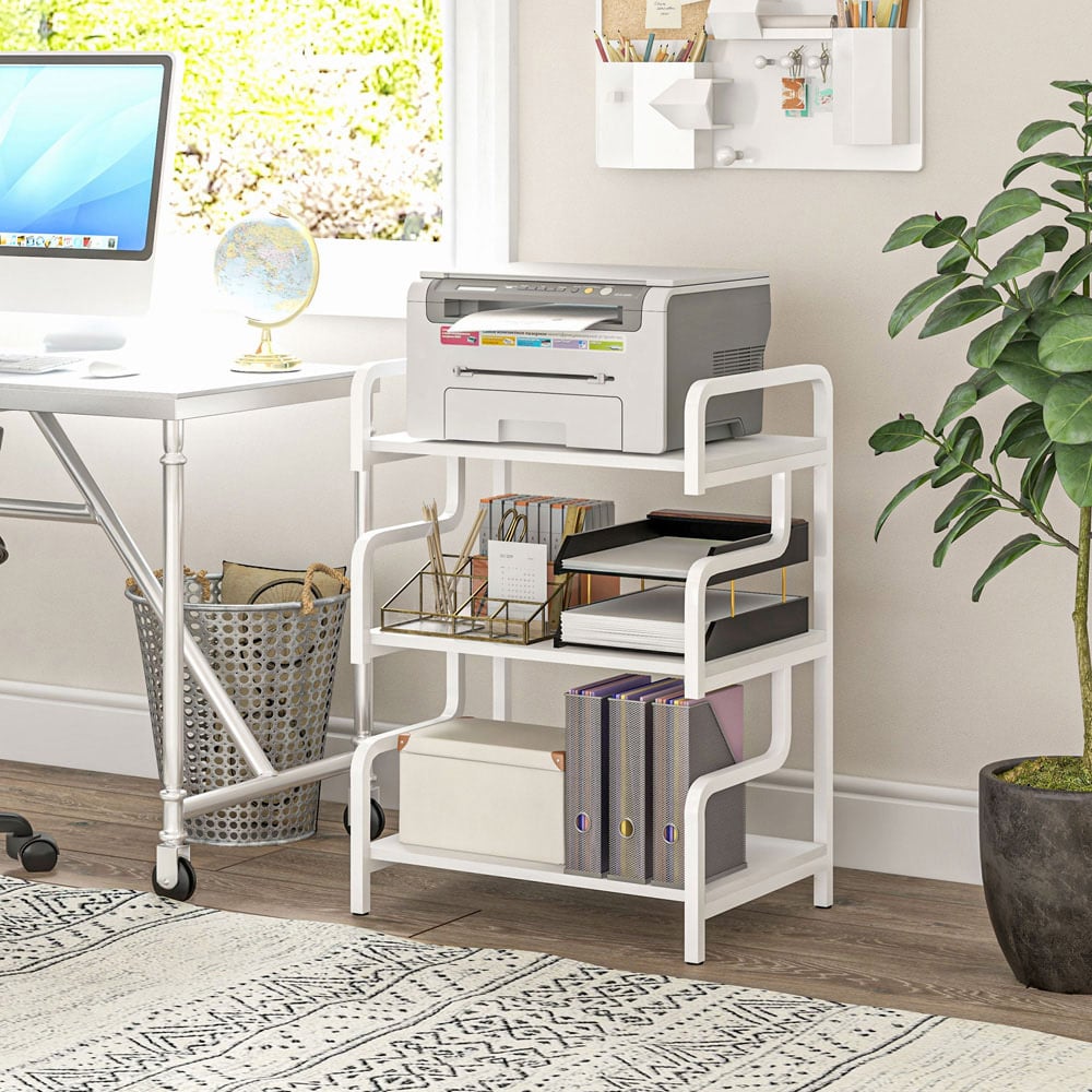 HOMCOM White 3 Shelf Metal Storage Shelf Image 1