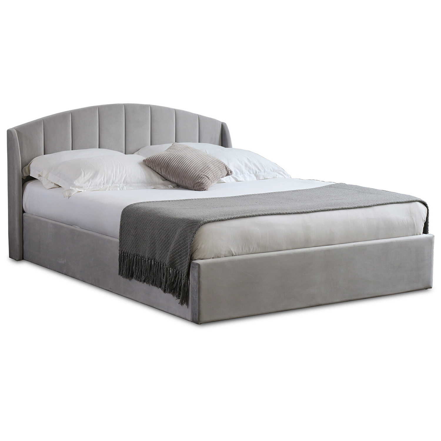 Grace Super King Grey Velvet Touch Ottoman Bed Image 5