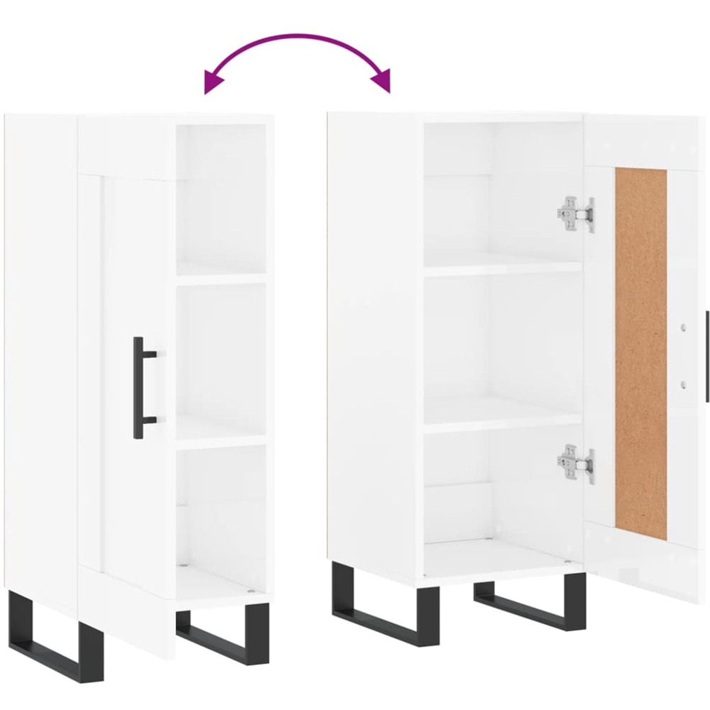 vidaXL Single Door High Gloss White Sideboard Image 9