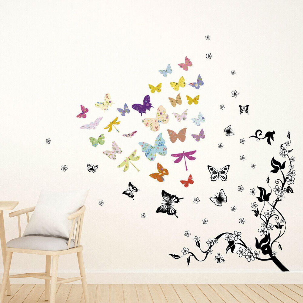 Walplus Kids Colourful Floral Butterfly Self Adhesive Wall Stickers Image 1