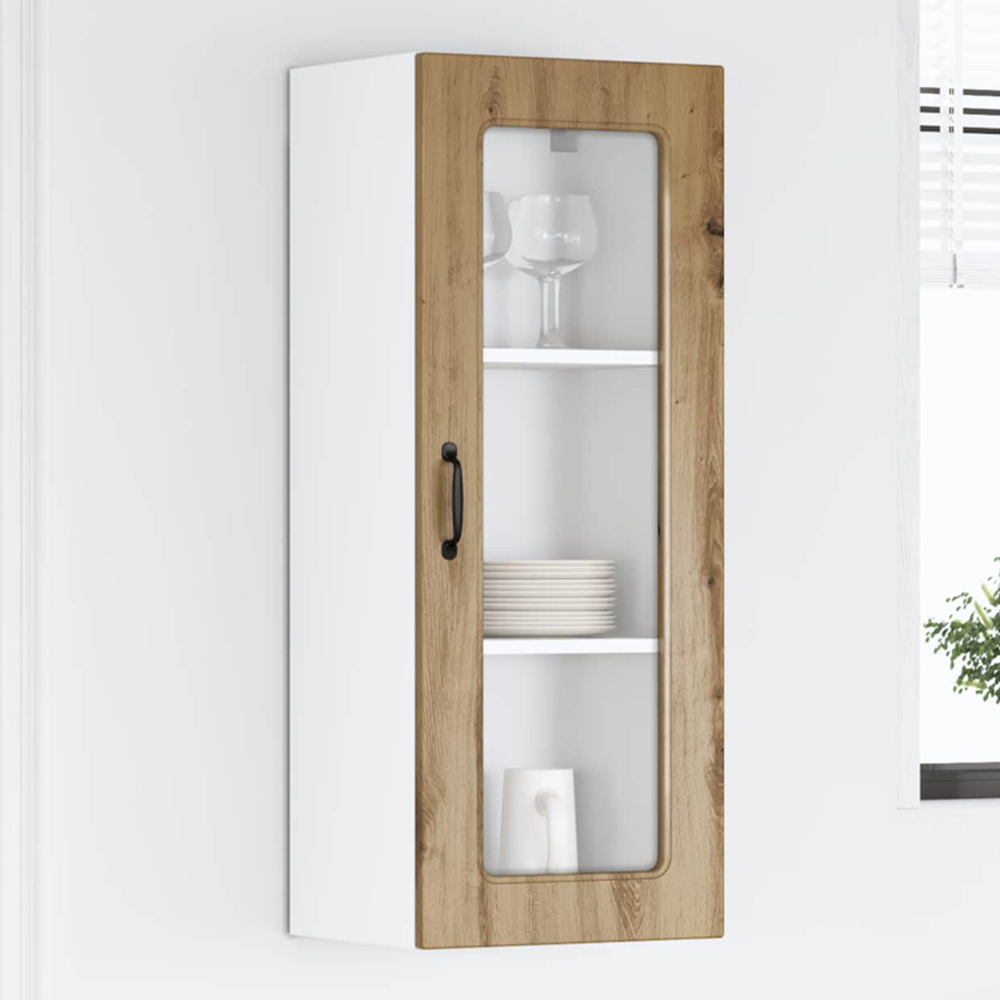vidaXL Single Glass Door Artisan Oak Kitchen Wall Cabinet Image 1