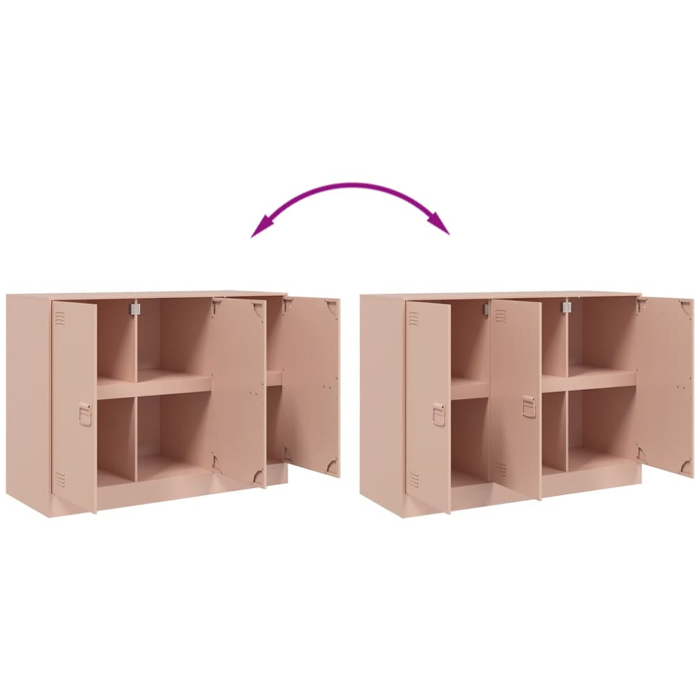 vidaXL 3 Door Pink Metal Sideboard Image 9