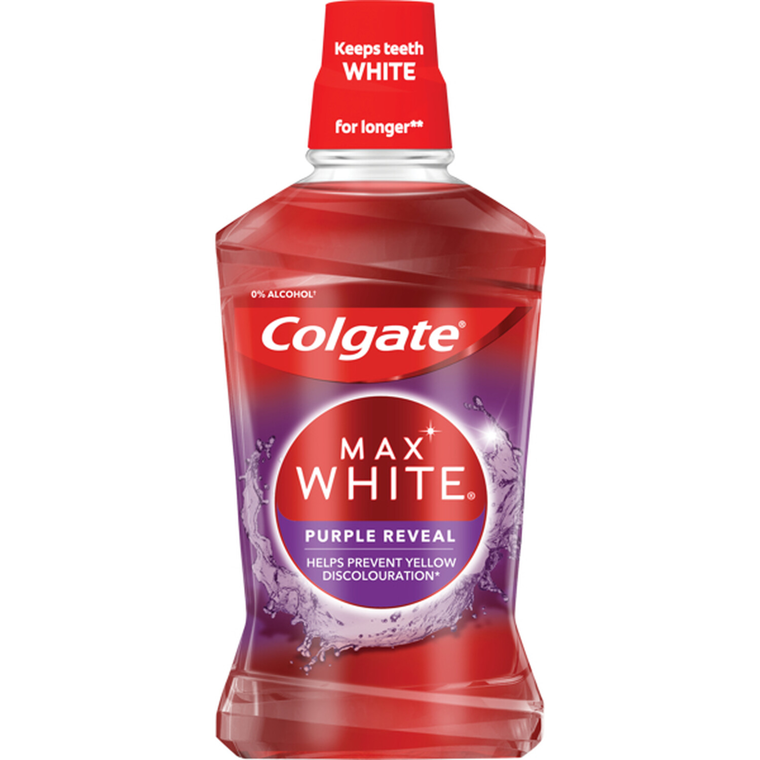 Colgate Max White Purple Reveal Mouthwash 500ml - Red Image