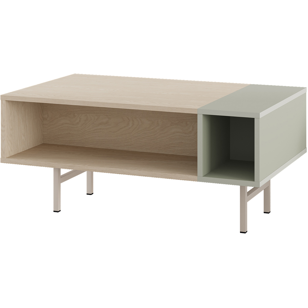 Decortie Mona 4 Shelf Ash Green Sonoma Oak Coffee Table Image 2