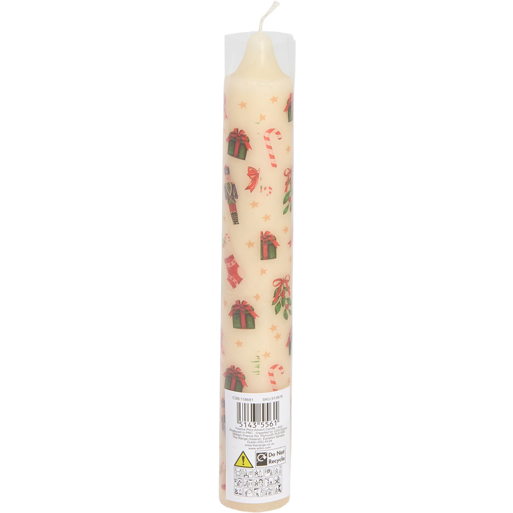 Festive Print Advent Pillar Candle Image 5
