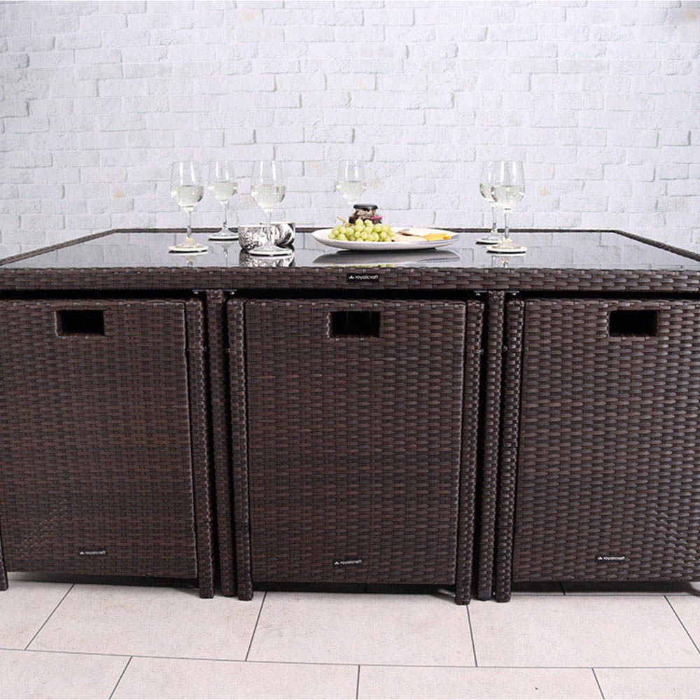 Royalcraft Nevada 6 Seater Cube Dining Set Brown Image 8