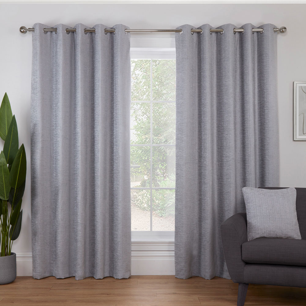 Delphine Chenille Blackout Curtain Silver 229cm Image 1