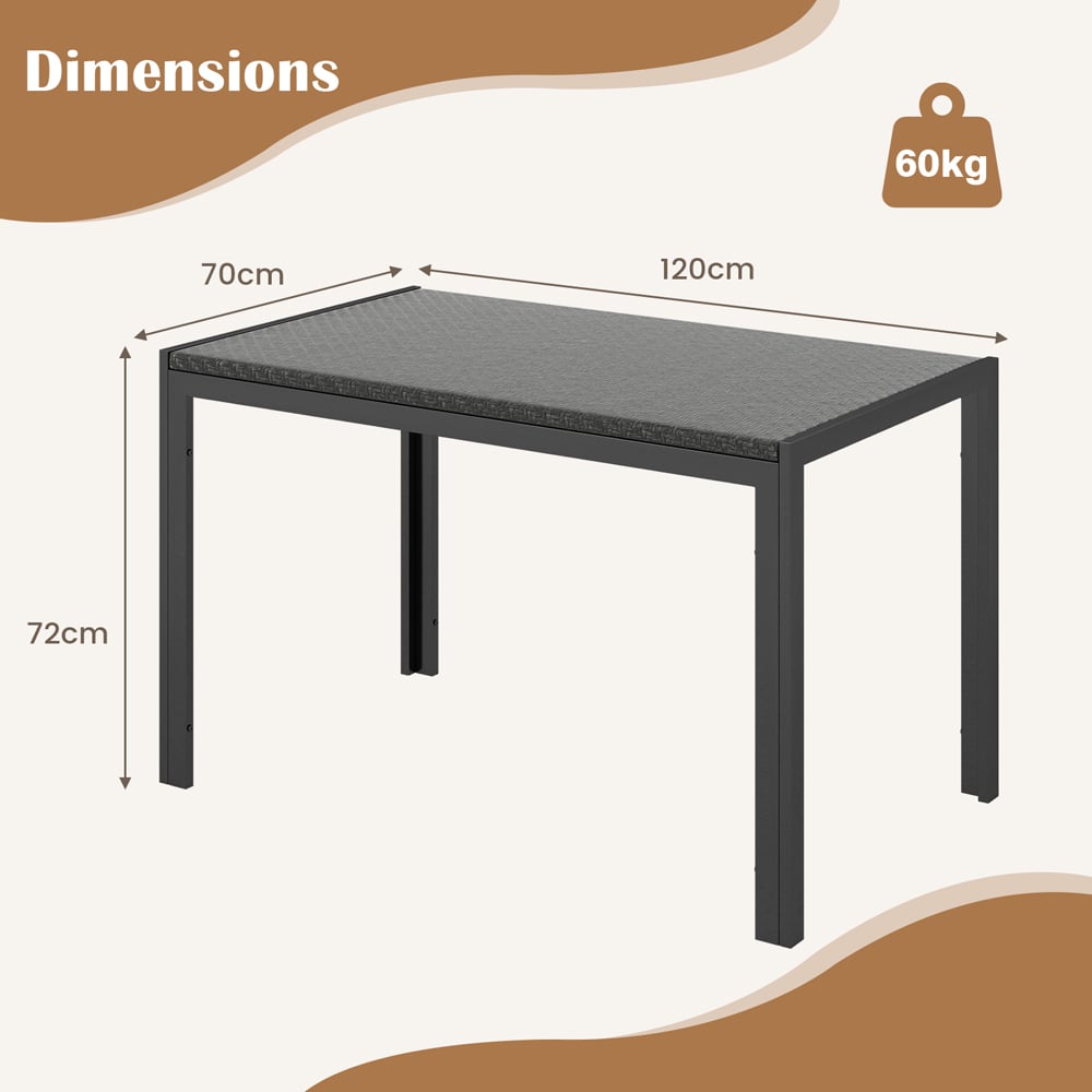 Costway 6 Seater Rectangular Wicker Dining Table Brown Image 9