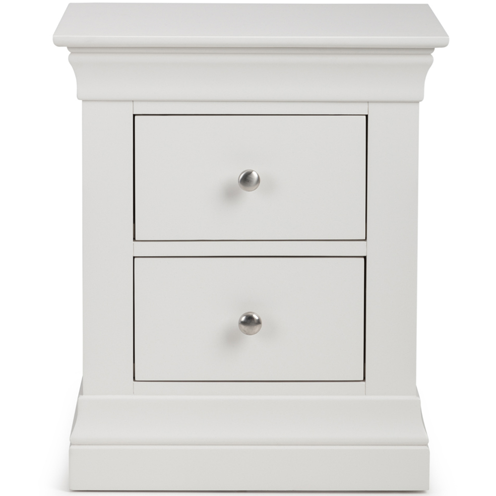 Julian Bowen Clermont 2 Drawer Surf White Bedside Table Image 3