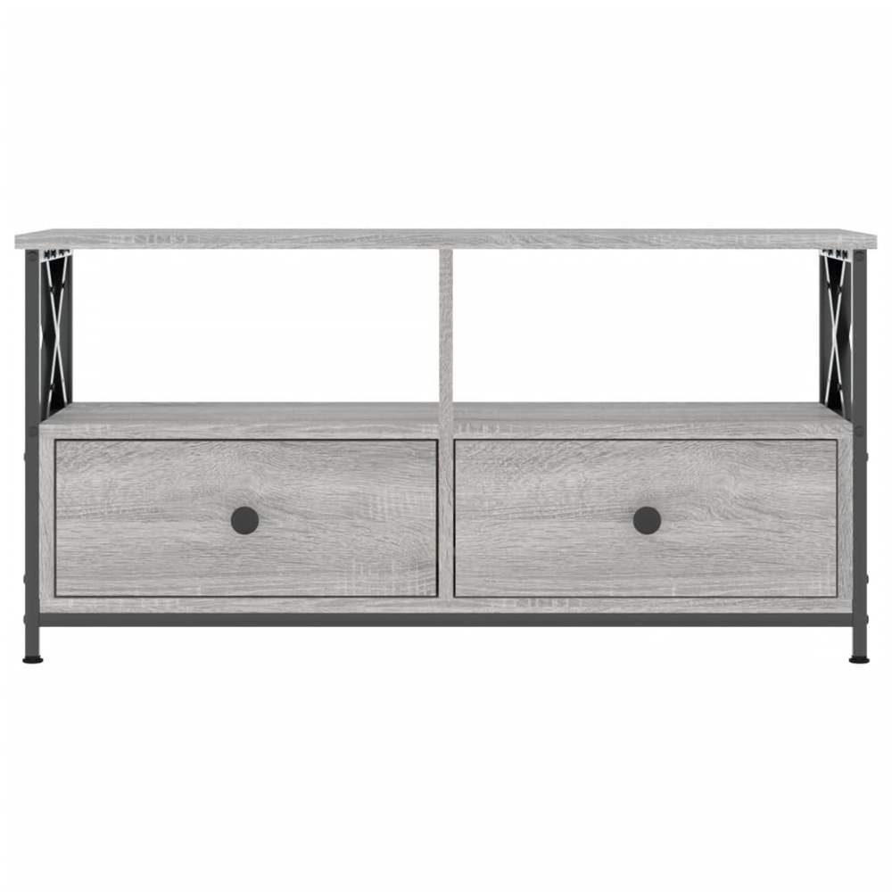 vidaXL 2 Drawer 2 Shelf Grey Sonoma Wood and Steel TV Cabinet Image 5
