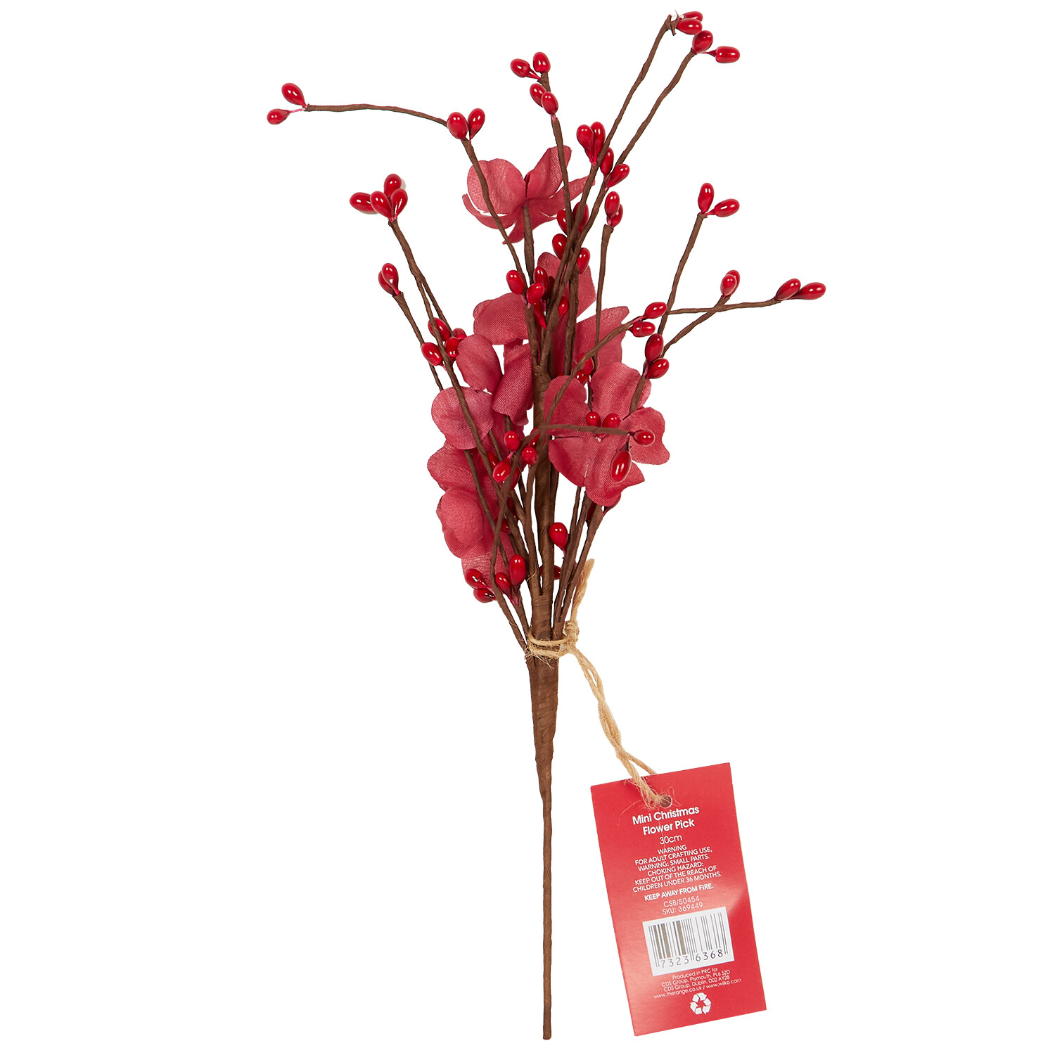 Christmas Flower Pick Mini - Red Image 2