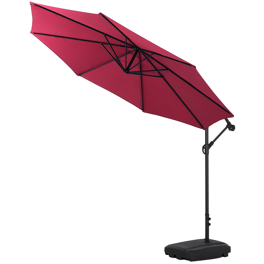 Living and Home Red Garden Cantilever Parasol with Rectangular Base 3m Image 3