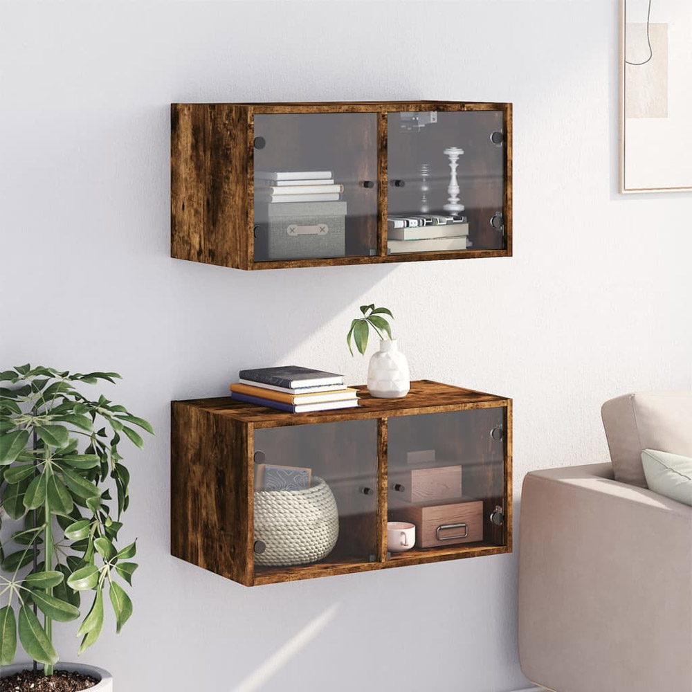 vidaXL 2 Door Brown Wall Cabinet Set of 2 Image 3