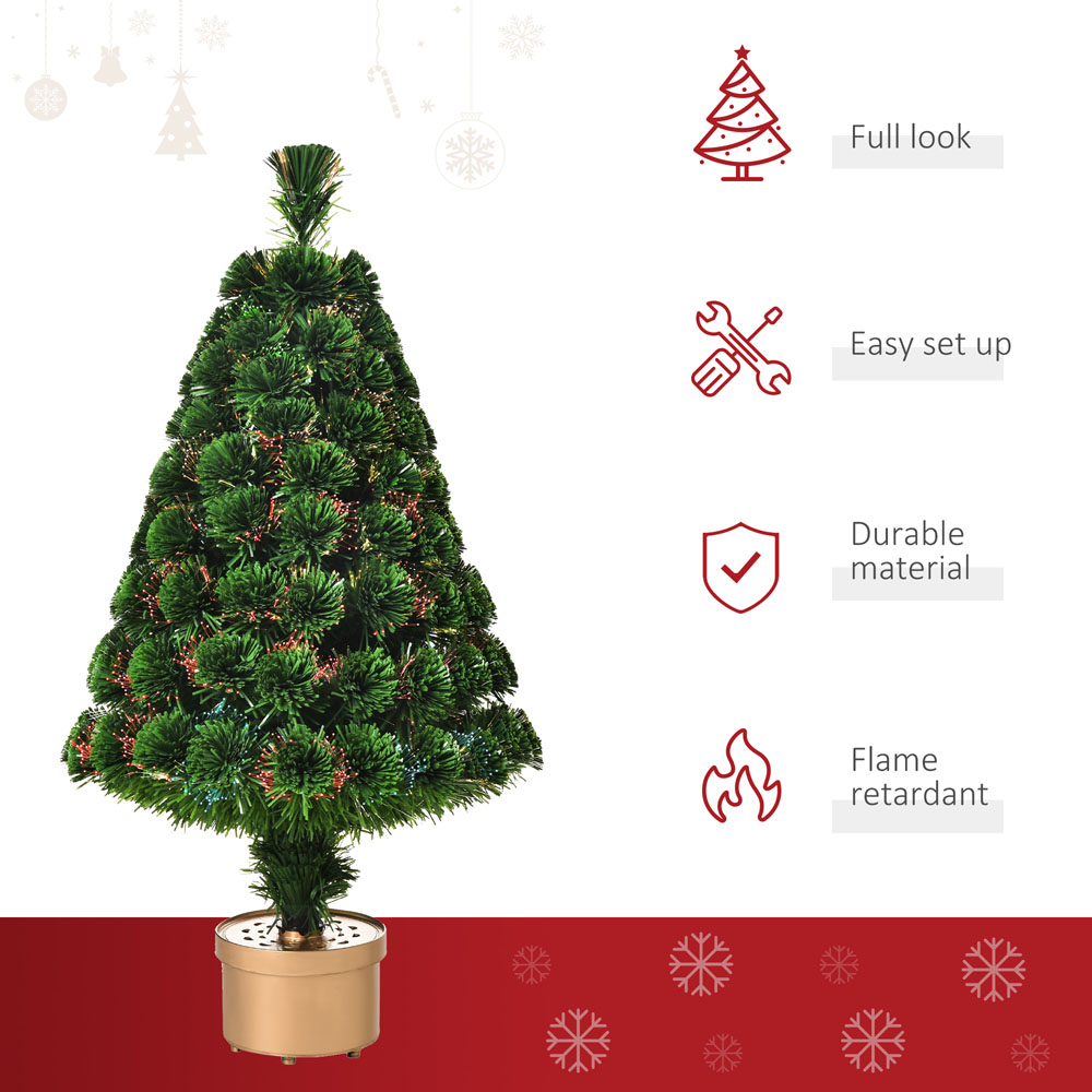 Everglow Fiber Optic Green Artificial Christmas Tree 3ft | Wilko
