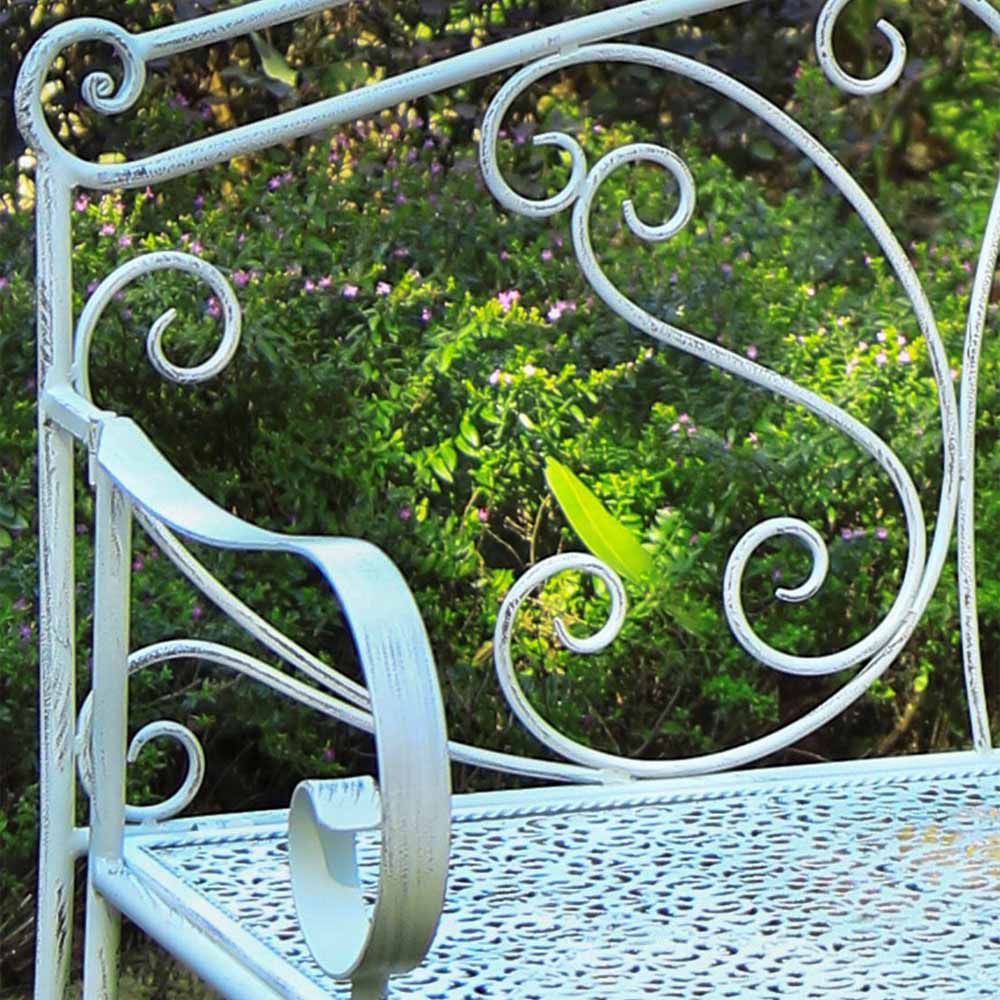 GlamHaus Andalusia Antique White Garden Bench Image 3