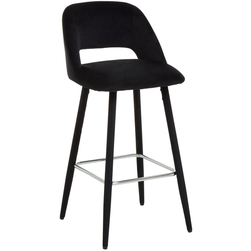 Premier Housewares Warren Black Velvet Bar Chair Image 3