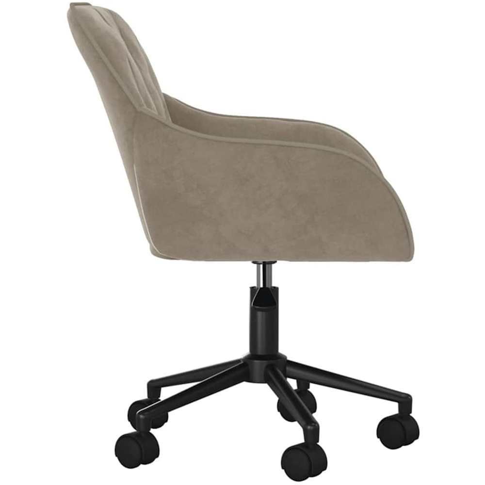 vidaXL Light Grey Velvet Height-Adjustable Swivel Office Chair with Wheels Image 4