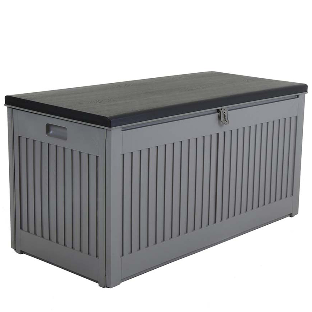Charles Bentley 270L Grey and Black Outdoor Plastic Storage Box Image 1
