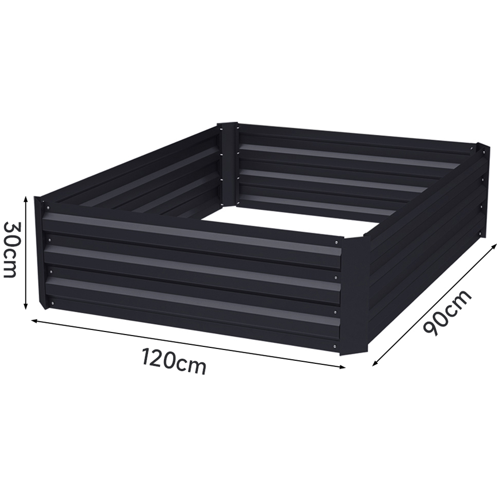 Living and Home 3.9 x 2.9ft Black Rectangle Weather Resistant Steel Raised Garden Bed Image 9