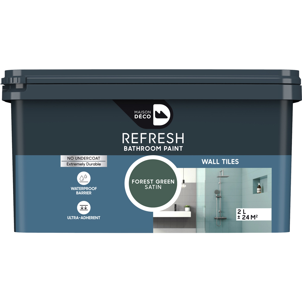 Maison Deco Refresh Bathroom Forest Green Satin Paint 2L Image 2