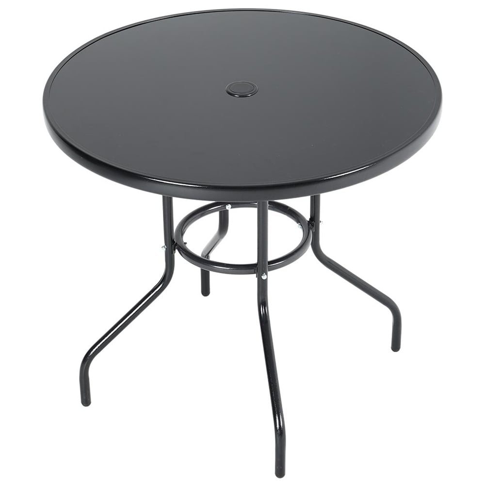 Living and Home 2 Seater Round Garden Glass Table with Parasol Hole Image 3