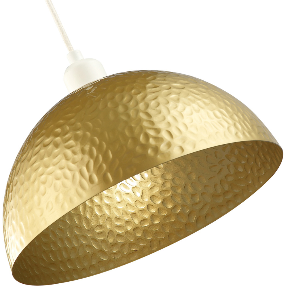 Happy Homewares Satin Gold Metal Hammered Domed Shape Pendant Shade Image 4